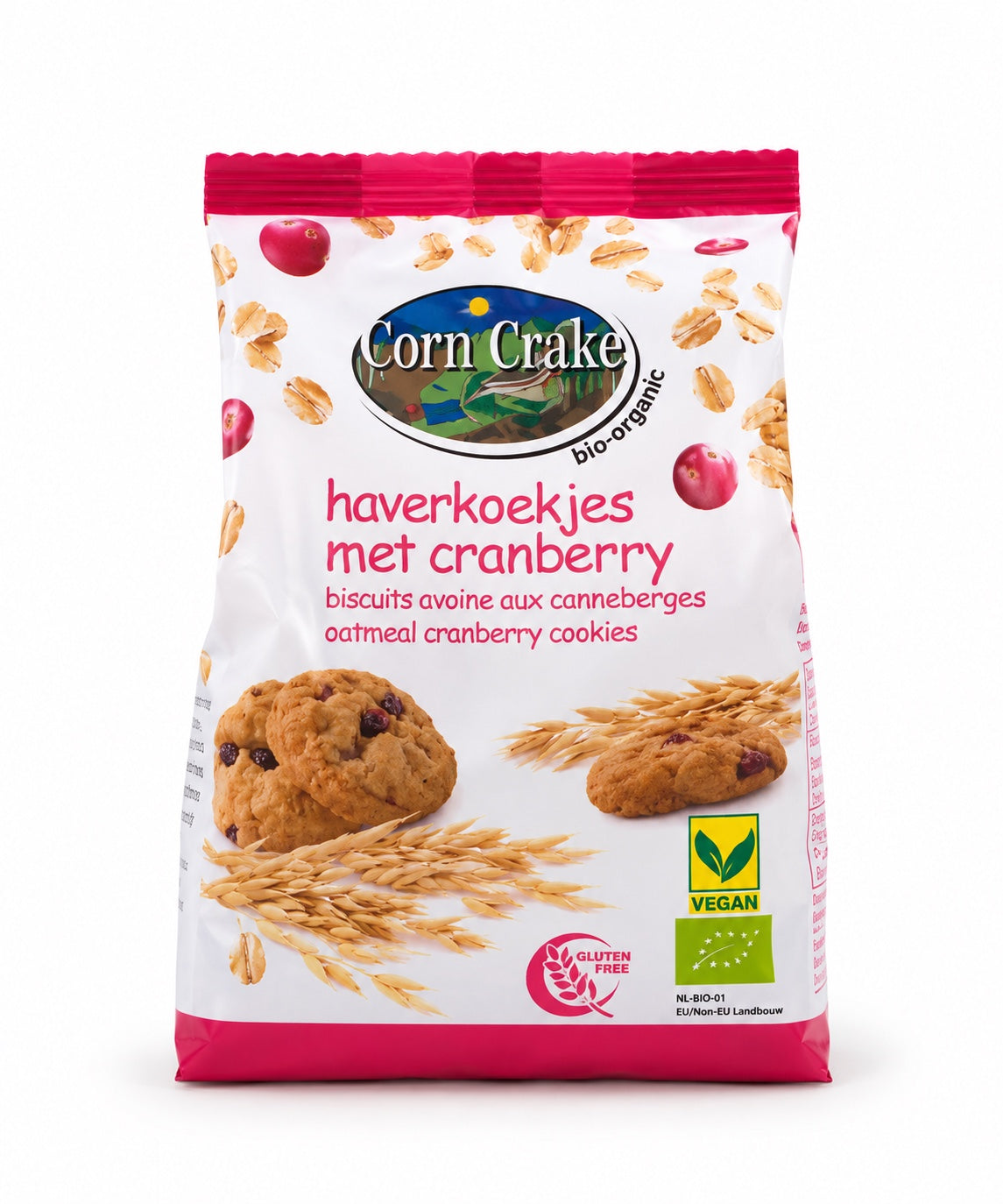 Biologische glutenvrije haverkoekjes met cranberries 150g