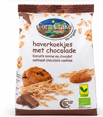 Biologische glutenvrije Haverkoekjes met stukjes Chocolade 150g