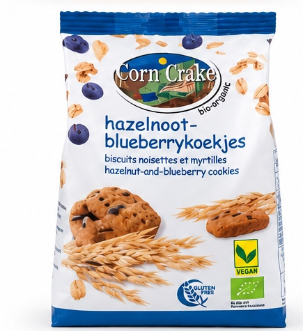 Biologische glutenvrije Hazelnoot- Blueberrykoekjes 150g