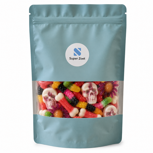 Halloween Snoepmix – glutenvrij snoep met schedels, botjes, tanden en spinnen